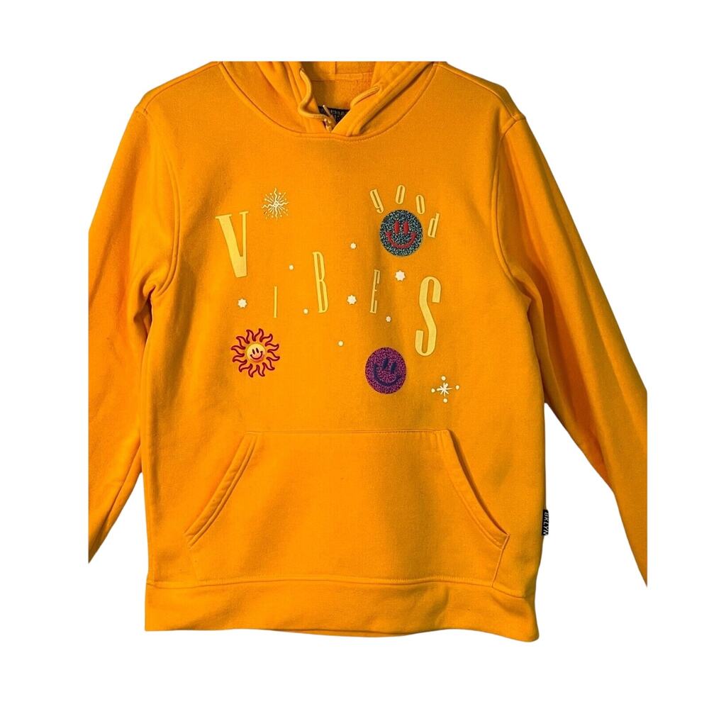 Brooklyn Cloth Hoodie Womens Size M Yellow Lightweight Pullover Good Vibes Cozy